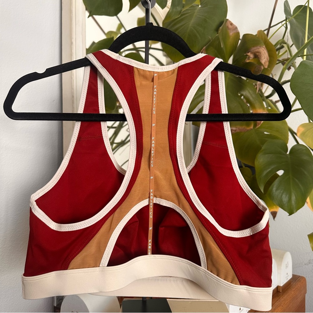 NWT Fabletics Red and Tan Sports Bra - Picture 3 of 7